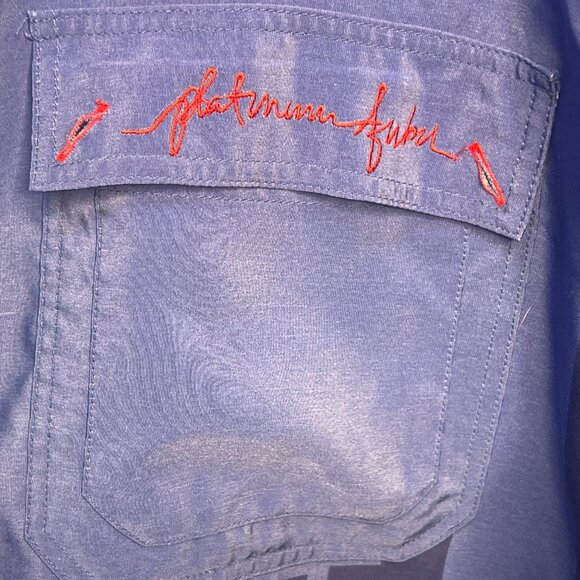 Platinum FUBU Fat Albert XXL Blue Graphic Button-Up Shirt Hip Hop 2000s Streetwe - Picture 2 of 14